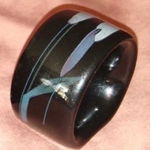 Vintage 80s 90s Goth Mikasa Opus Black Calla Lily Floral Napkin Rings Whimsygoth - Picture 5 of 10